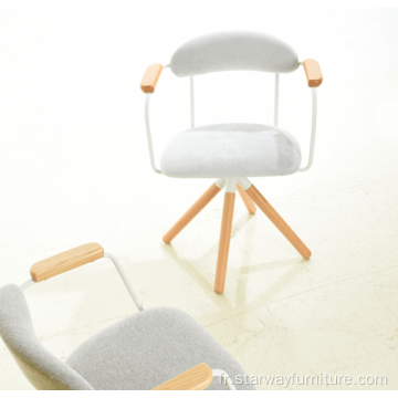 Siège recouvert de tissu moderne avec fauteuil pivotant en bois